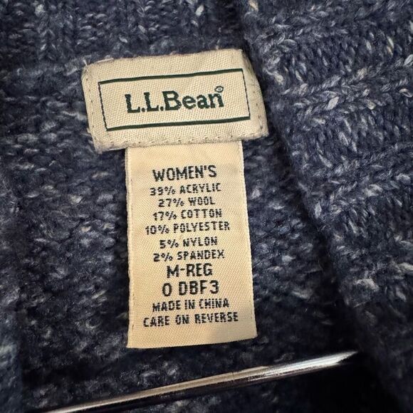 L.L.Bean Women’s Knit Sweater Size Medium Regular Wool Blend Grey/Blue Color - Picture 4 of 7